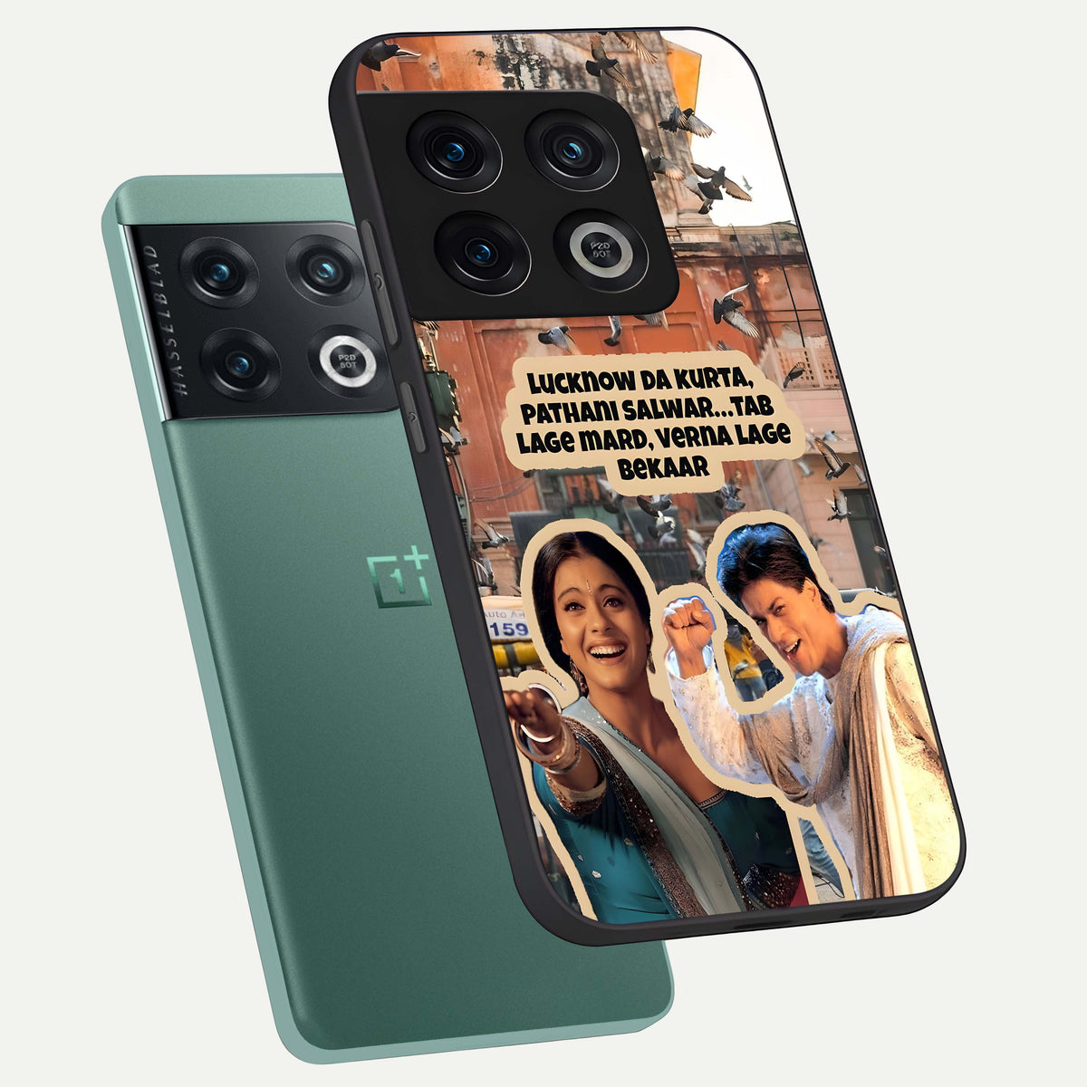  Desi Retro Vibes phone case For OnePlus 10 Pro showing premium glass back cover with detailed artwork