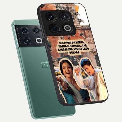  Desi Retro Vibes phone case For OnePlus 10 Pro showing premium glass back cover with detailed artwork
