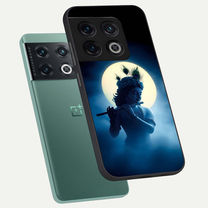  Divine Moon Flute phone case For OnePlus 10 Pro showing premium glass back cover with detailed artwork