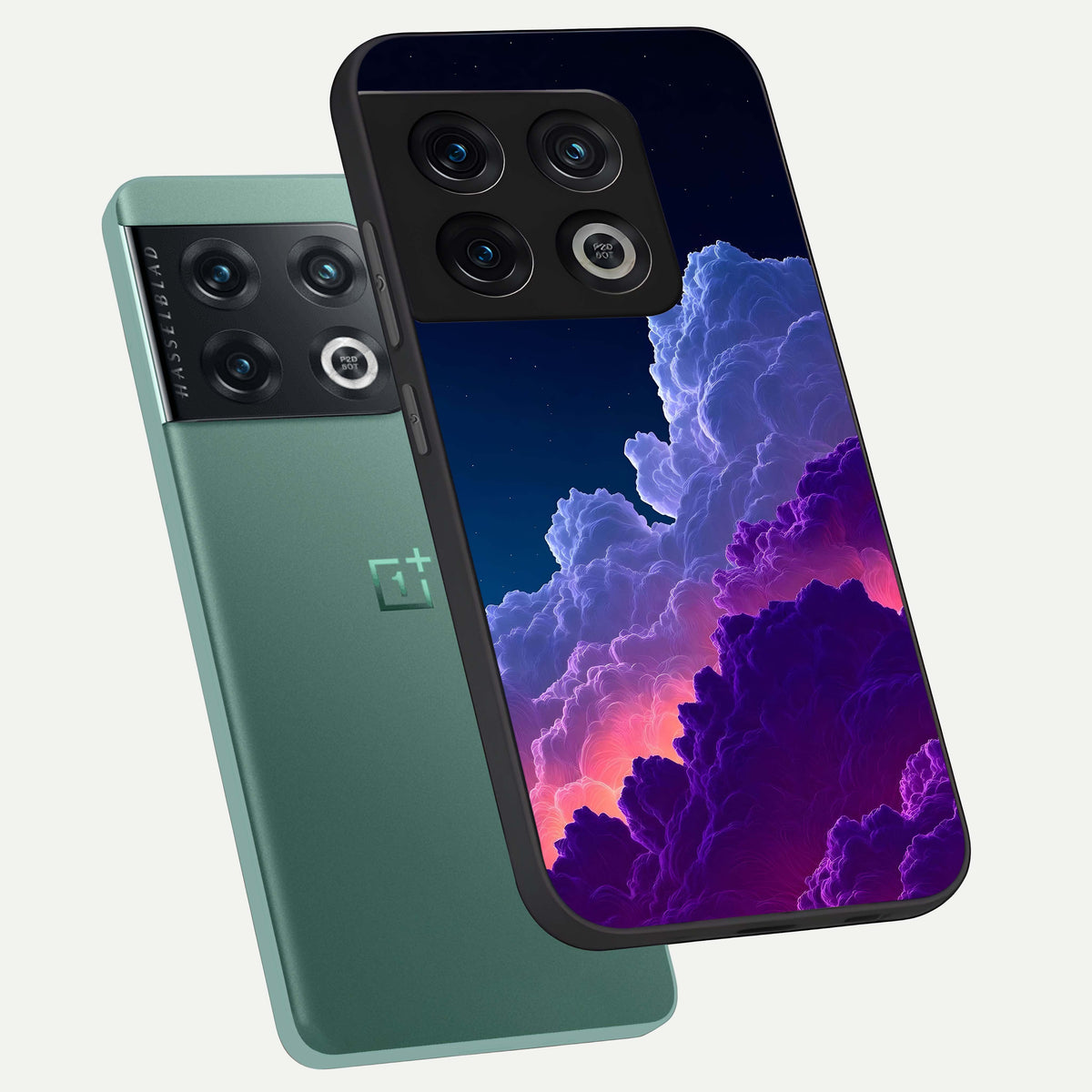  Dreamy Cloud Skies phone case For OnePlus 10 Pro showing premium glass back cover with detailed artwork