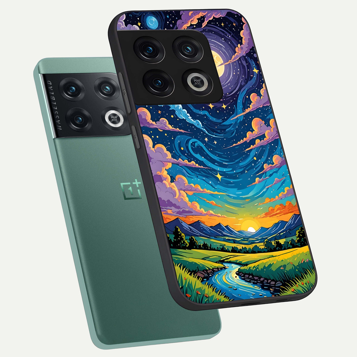  Dreamy Night Landscape phone case For OnePlus 10 Pro showing premium glass back cover with detailed artwork