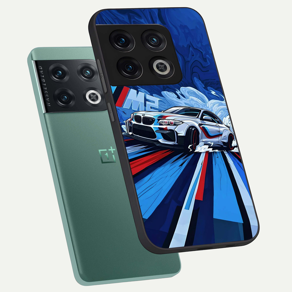  Drift Power Rush phone case For OnePlus 10 Pro showing premium glass back cover with detailed artwork