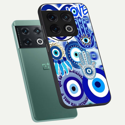  Evil Eyes Dream phone case For OnePlus 10 Pro showing premium glass back cover with detailed artwork