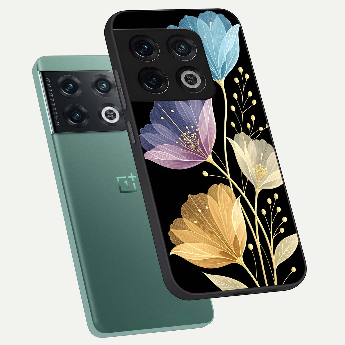  Flower Bloom Glow phone case For OnePlus 10 Pro showing premium glass back cover with detailed artwork