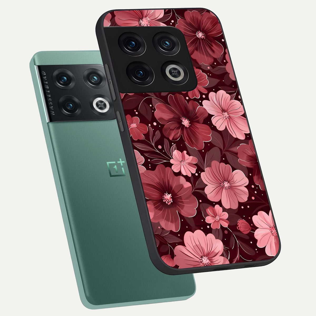  Flower Blush Bloom phone case For OnePlus 10 Pro showing premium glass back cover with detailed artwork