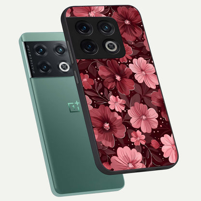  Flower Blush Bloom phone case For OnePlus 10 Pro showing premium glass back cover with detailed artwork