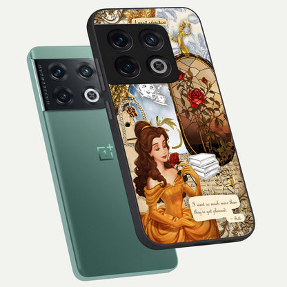  Golden Dream Belle phone case For OnePlus 10 Pro showing premium glass back cover with detailed artwork