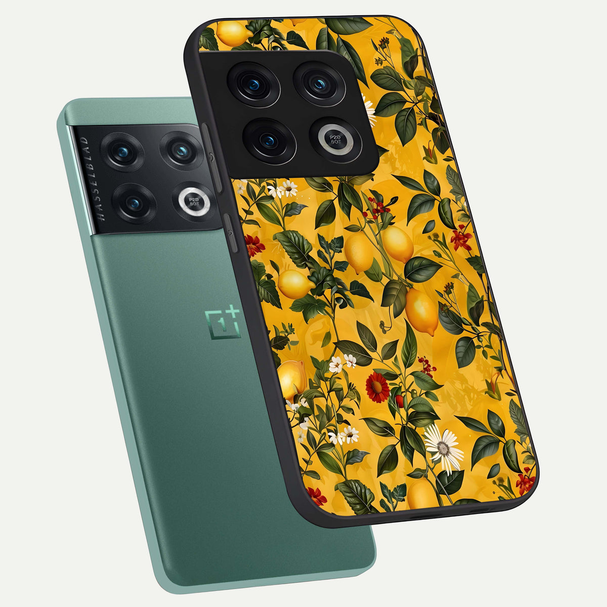  Golden Lemon Field phone case For OnePlus 10 Pro showing premium glass back cover with detailed artwork