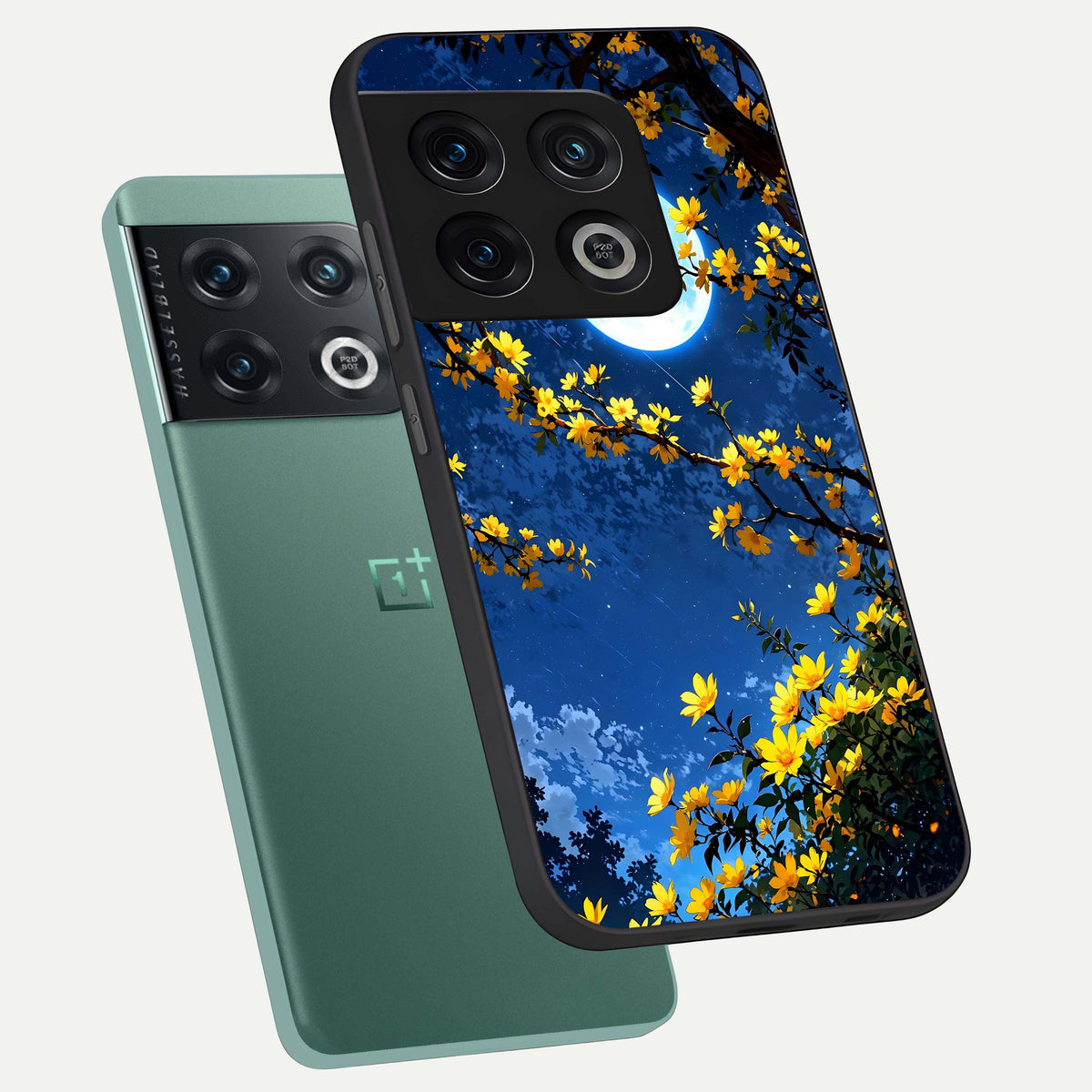  Golden Night Glow phone case For OnePlus 10 Pro showing premium glass back cover with detailed artwork