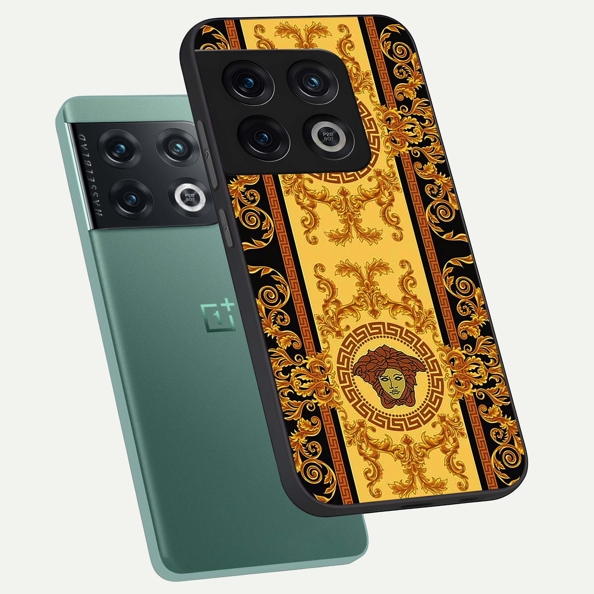  Golden Royal Heritage phone case For OnePlus 10 Pro showing premium glass back cover with detailed artwork