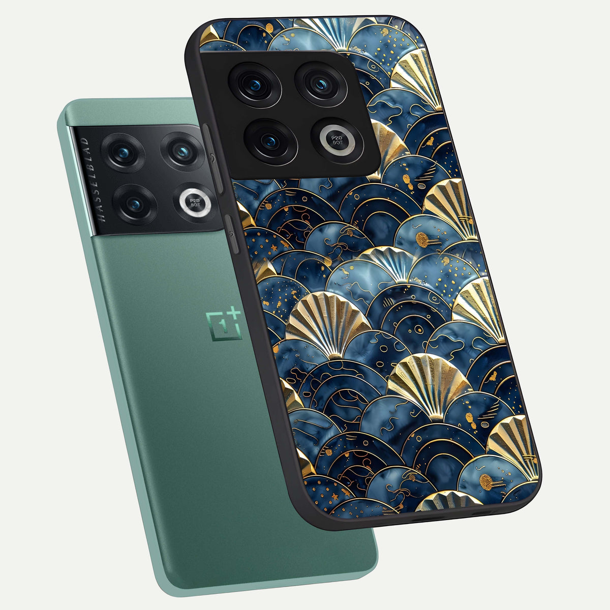 Golden Wave Luxe phone case For OnePlus 10 Pro showing premium glass back cover with detailed artwork
