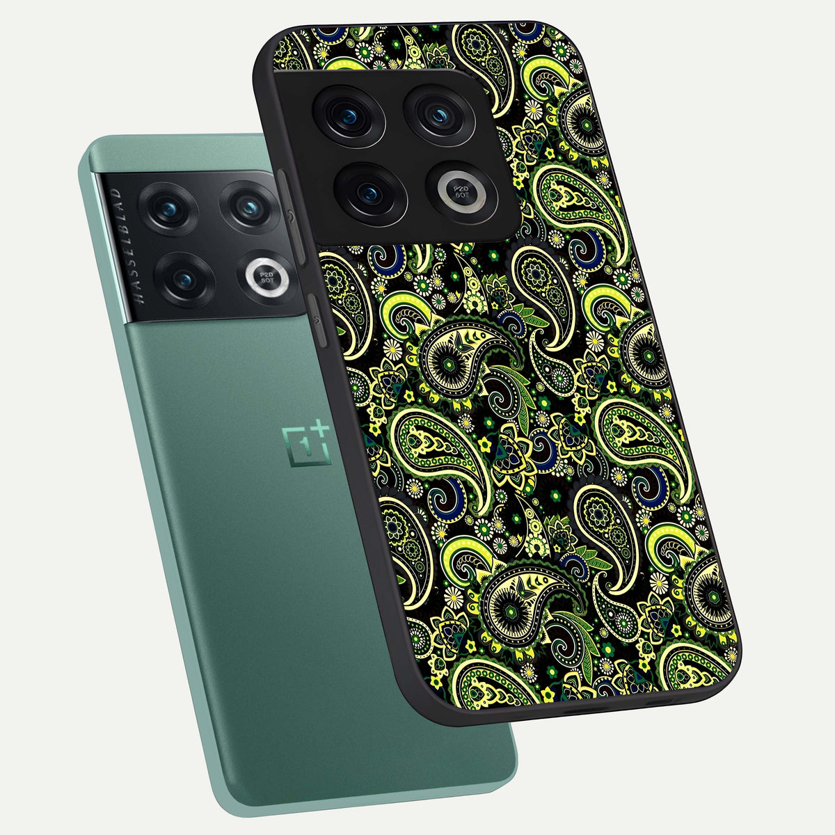  Green Lemon phone case For OnePlus 10 Pro showing premium glass back cover with detailed artwork