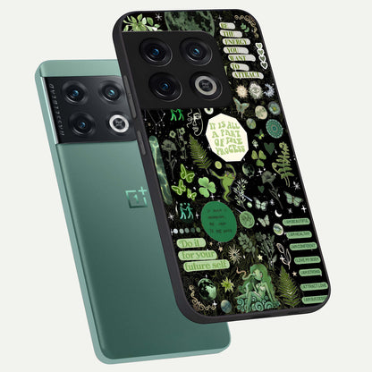  Green Mandala Pattern phone case For OnePlus 10 Pro showing premium glass back cover with detailed artwork
