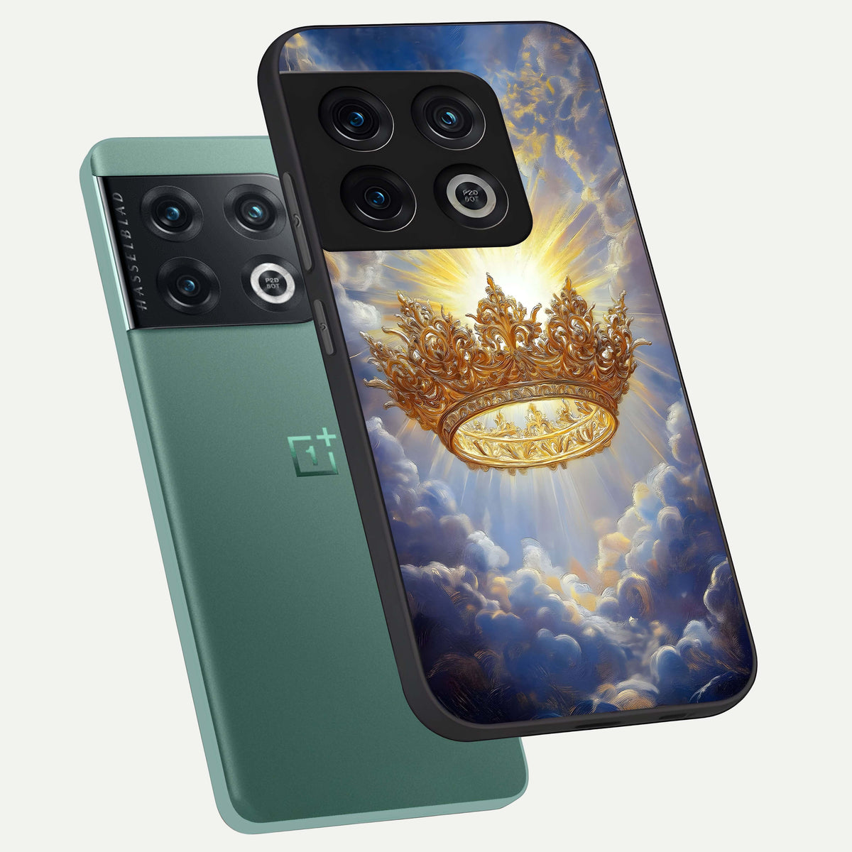  Heavenly Crown Light phone case For OnePlus 10 Pro showing premium glass back cover with detailed artwork