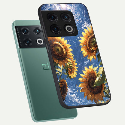  Heavenly Sunflower Rise phone case For OnePlus 10 Pro showing premium glass back cover with detailed artwork