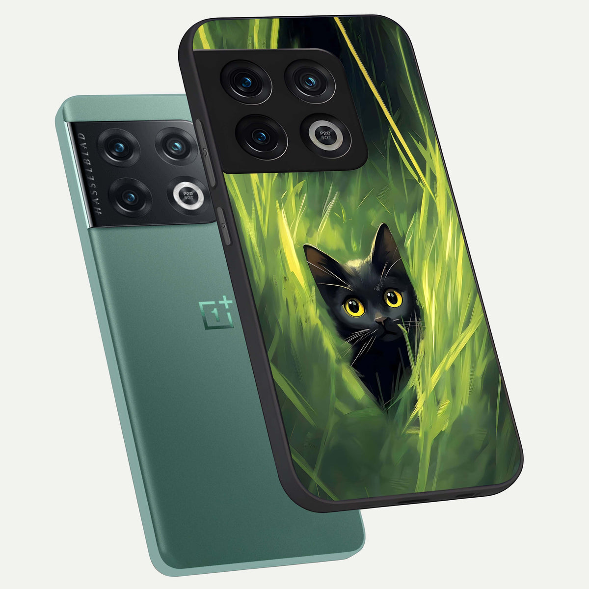  Hidden Cat Whisper phone case For OnePlus 10 Pro showing premium glass back cover with detailed artwork