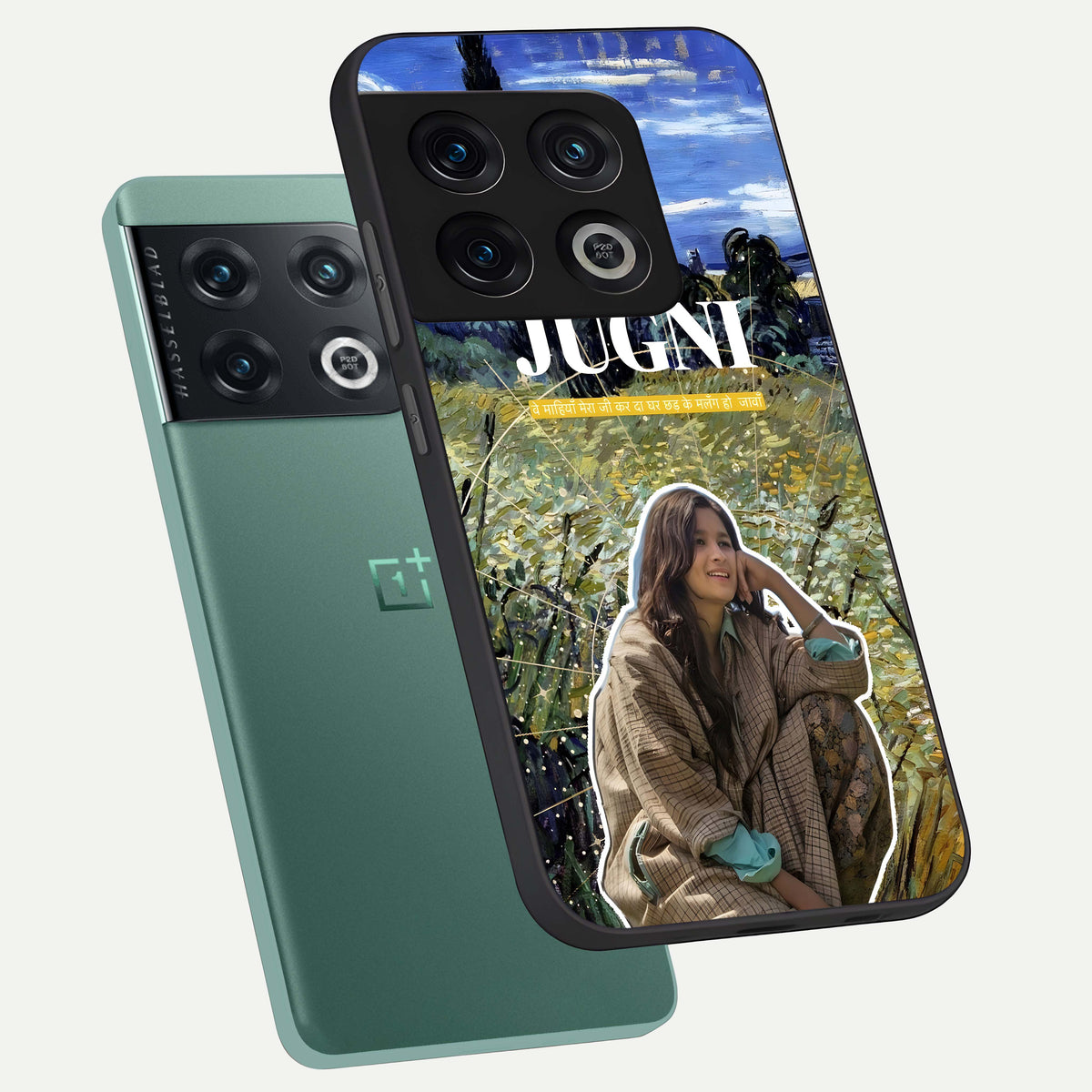  Jugni Soul Vibes phone case For OnePlus 10 Pro showing premium glass back cover with detailed artwork