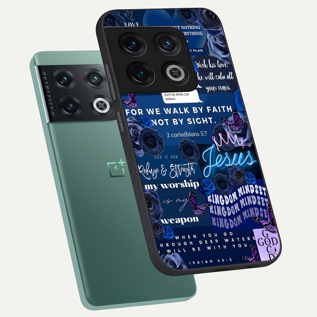  Kingdom Faith Glow phone case For OnePlus 10 Pro showing premium glass back cover with detailed artwork