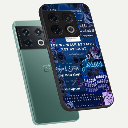  Kingdom Faith Glow phone case For OnePlus 10 Pro showing premium glass back cover with detailed artwork