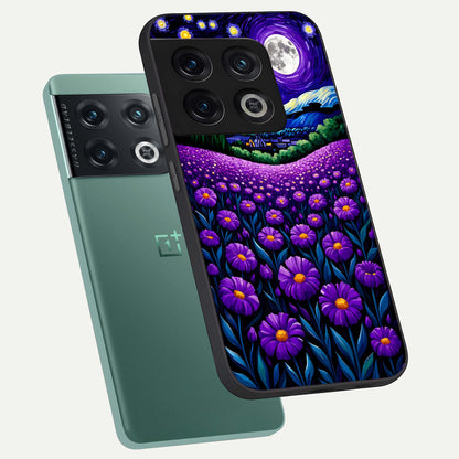  Lavender Moon Field phone case For OnePlus 10 Pro showing premium glass back cover with detailed artwork