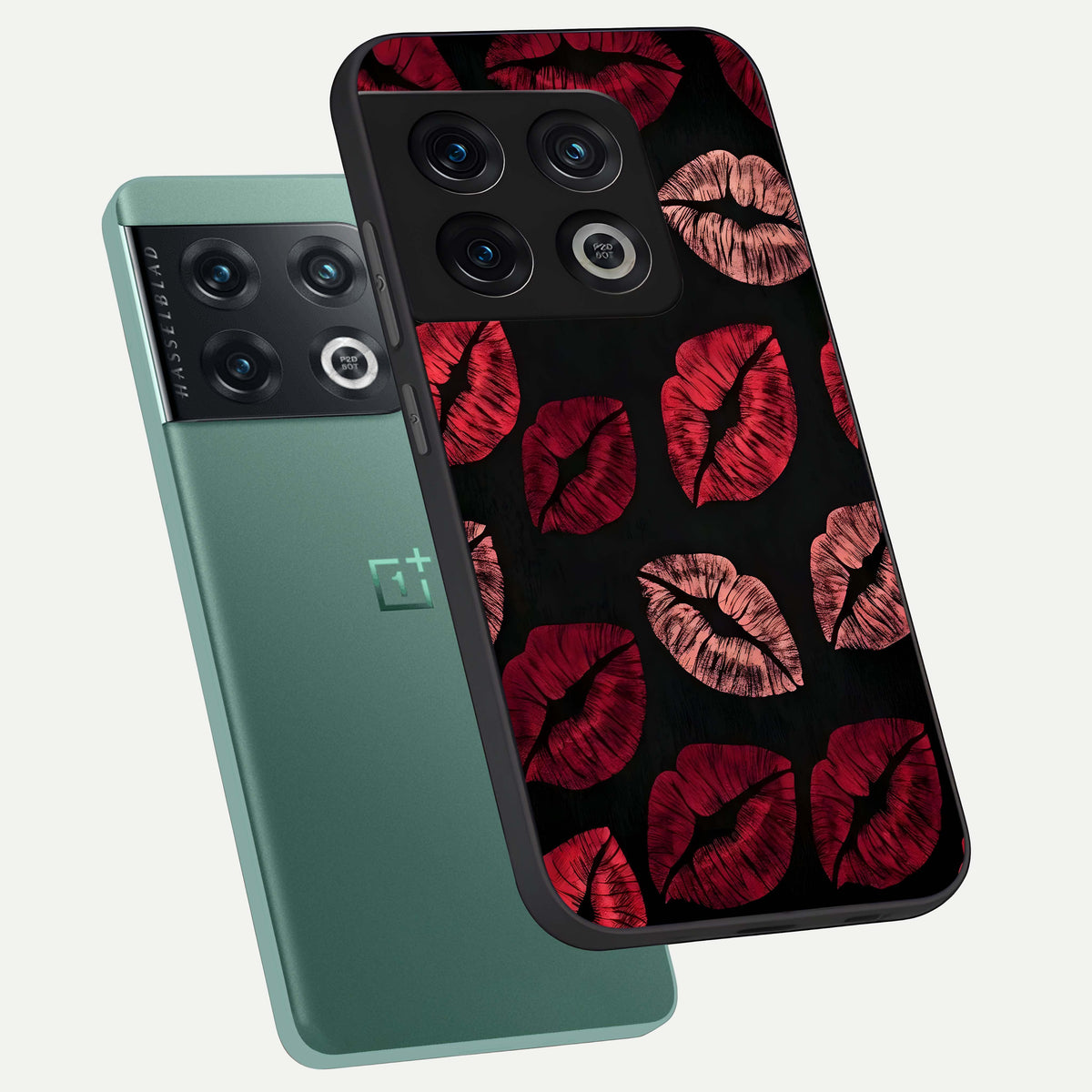  Midnight Kiss Love phone case For OnePlus 10 Pro showing premium glass back cover with detailed artwork