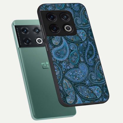  Midnight Paisley Glow phone case For OnePlus 10 Pro showing premium glass back cover with detailed artwork