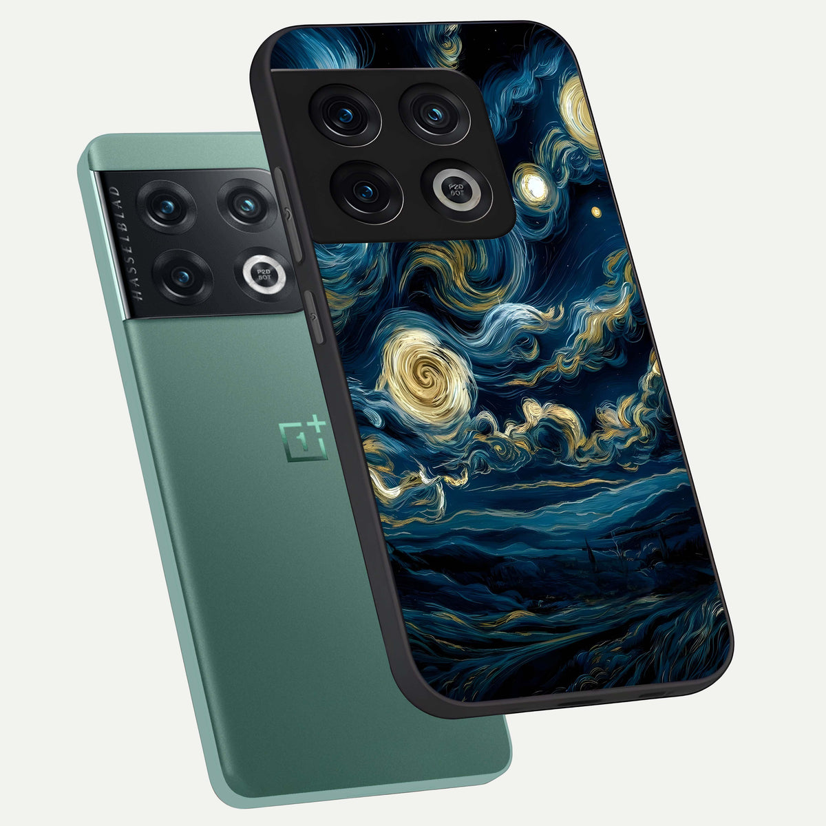  Midnight Sky Whirl phone case For OnePlus 10 Pro showing premium glass back cover with detailed artwork