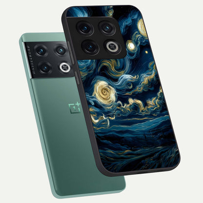  Midnight Sky Whirl phone case For OnePlus 10 Pro showing premium glass back cover with detailed artwork
