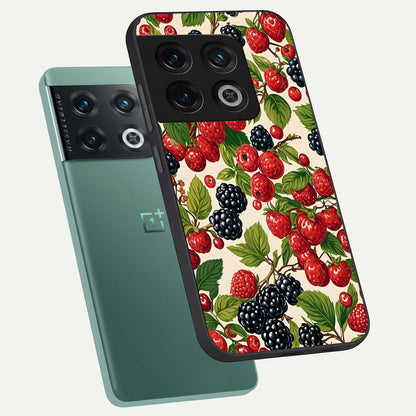  Mixed Berry Collage phone case For OnePlus 10 Pro showing premium glass back cover with detailed artwork