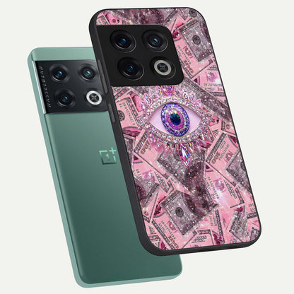  Money Eye Luxe phone case For OnePlus 10 Pro showing premium glass back cover with detailed artwork