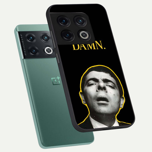  Mr Bean Damn phone case For OnePlus 10 Pro showing premium glass back cover with detailed artwork