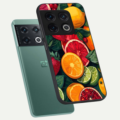  Multiple Fruits phone case For OnePlus 10 Pro showing premium glass back cover with detailed artwork
