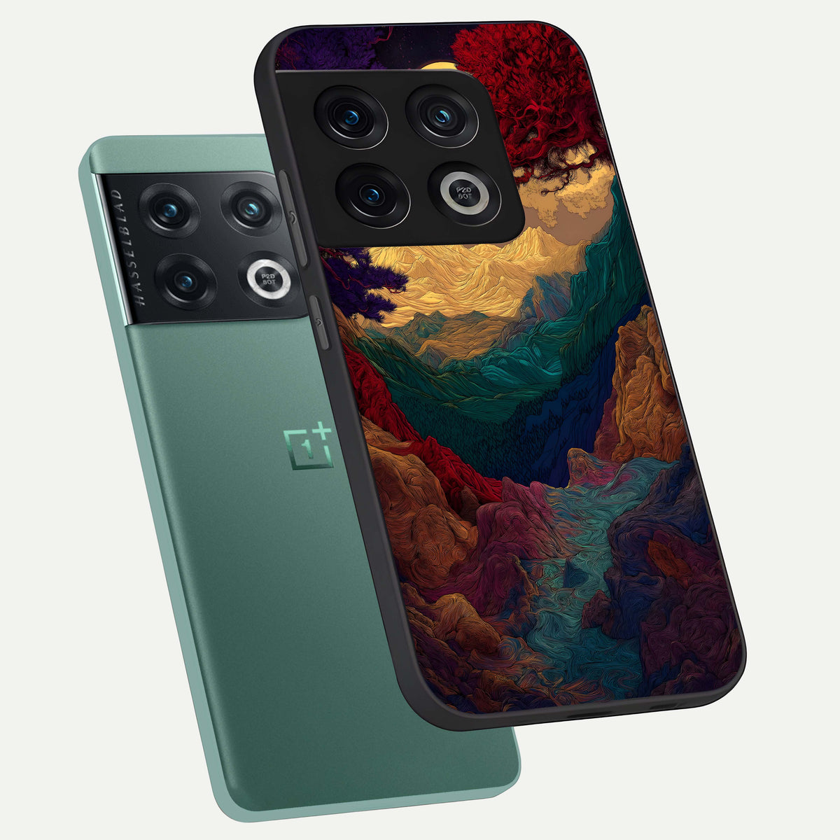  Mystic Valley Light phone case For OnePlus 10 Pro showing premium glass back cover with detailed artwork