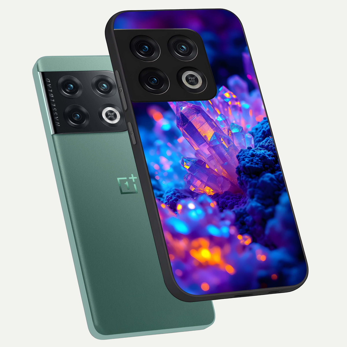  Neon Aura Shards phone case For OnePlus 10 Pro showing premium glass back cover with detailed artwork