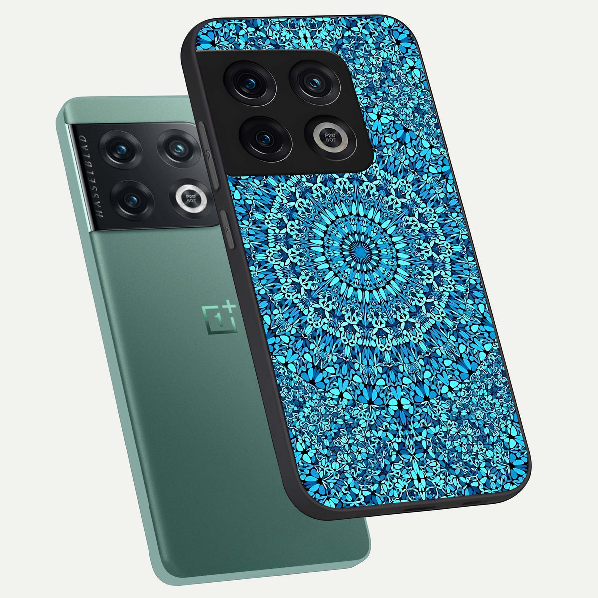  Ocean Bloom Mandala phone case For OnePlus 10 Pro showing premium glass back cover with detailed artwork