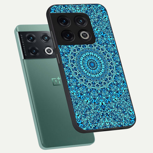  Ocean Bloom Mandala phone case For OnePlus 10 Pro showing premium glass back cover with detailed artwork