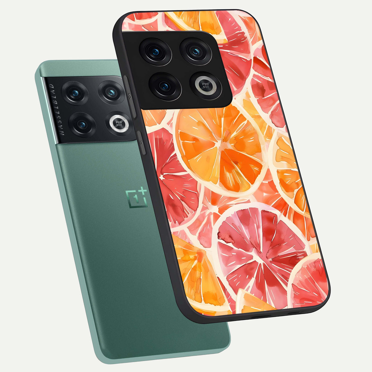  Orange Fruits Pattern phone case For OnePlus 10 Pro showing premium glass back cover with detailed artwork