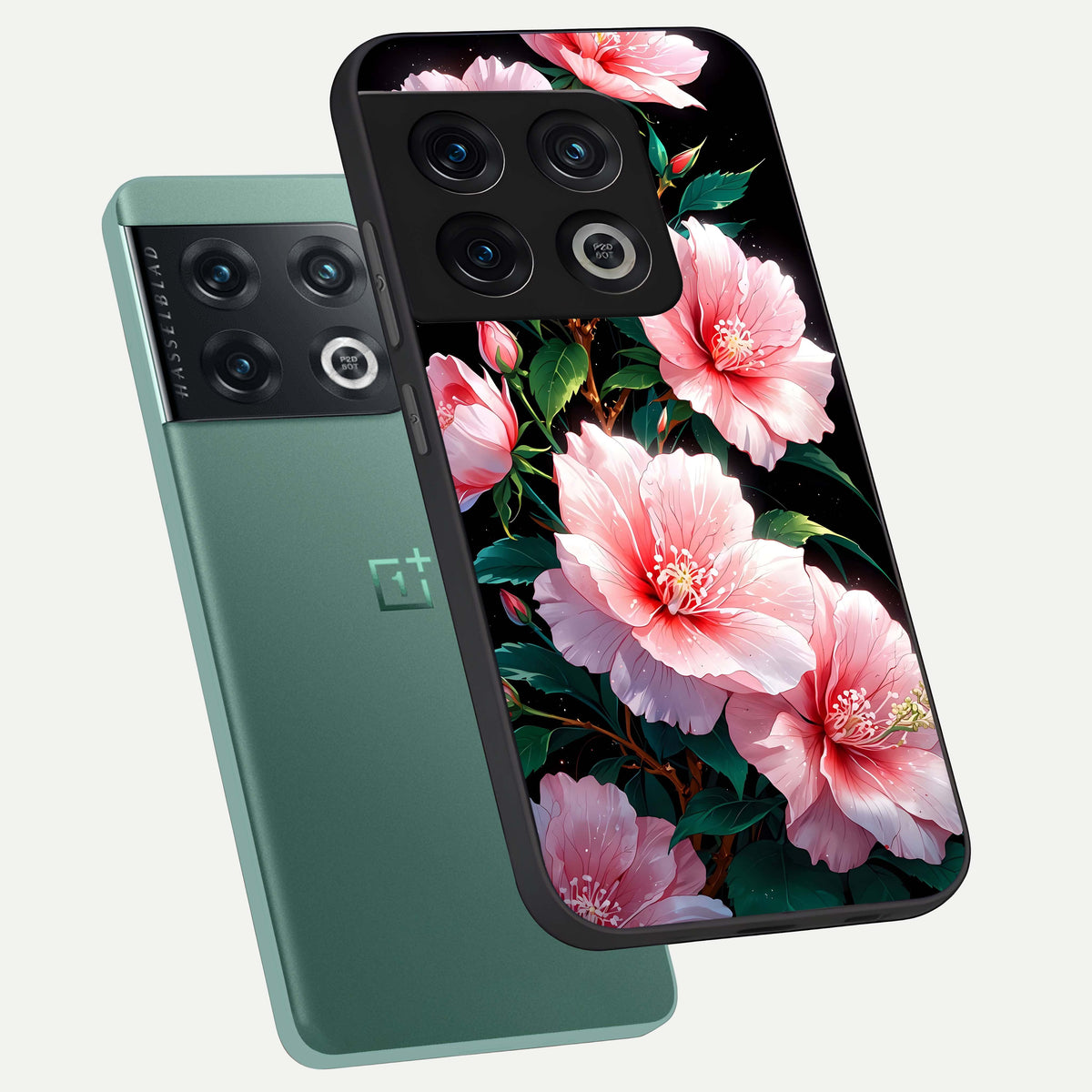  Peach Flower phone case For OnePlus 10 Pro showing premium glass back cover with detailed artwork