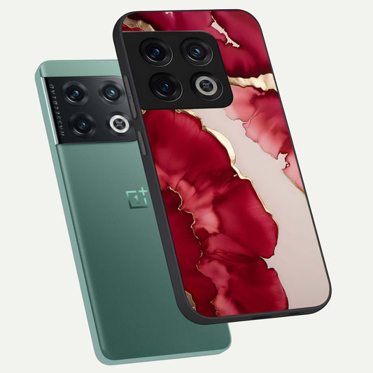  Pink And White Marble phone case For OnePlus 10 Pro showing premium glass back cover with detailed artwork