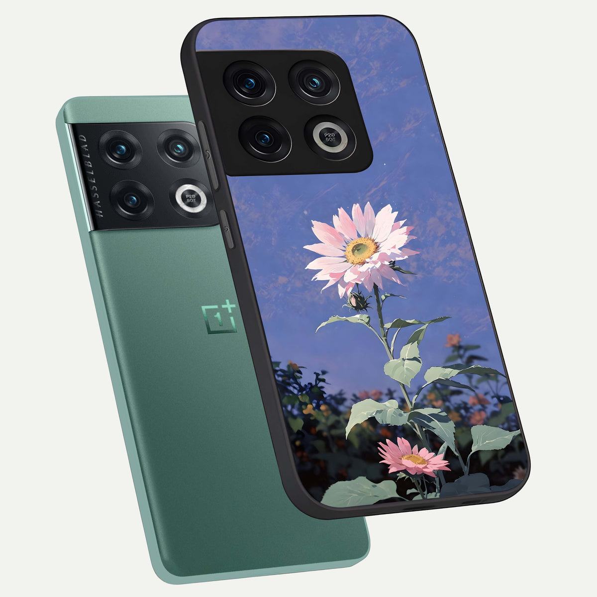  Pink Shells Outline phone case For OnePlus 10 Pro showing premium glass back cover with detailed artwork