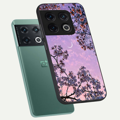  Purple Serenity Moon phone case For OnePlus 10 Pro showing premium glass back cover with detailed artwork