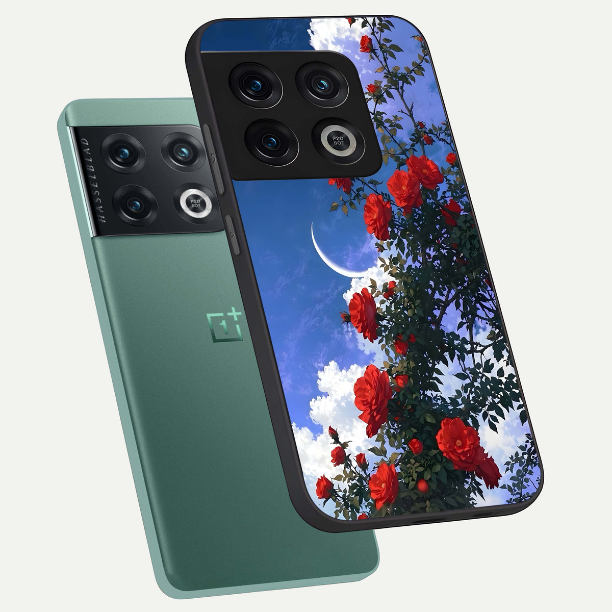  Rose Drift Flowers phone case For OnePlus 10 Pro showing premium glass back cover with detailed artwork