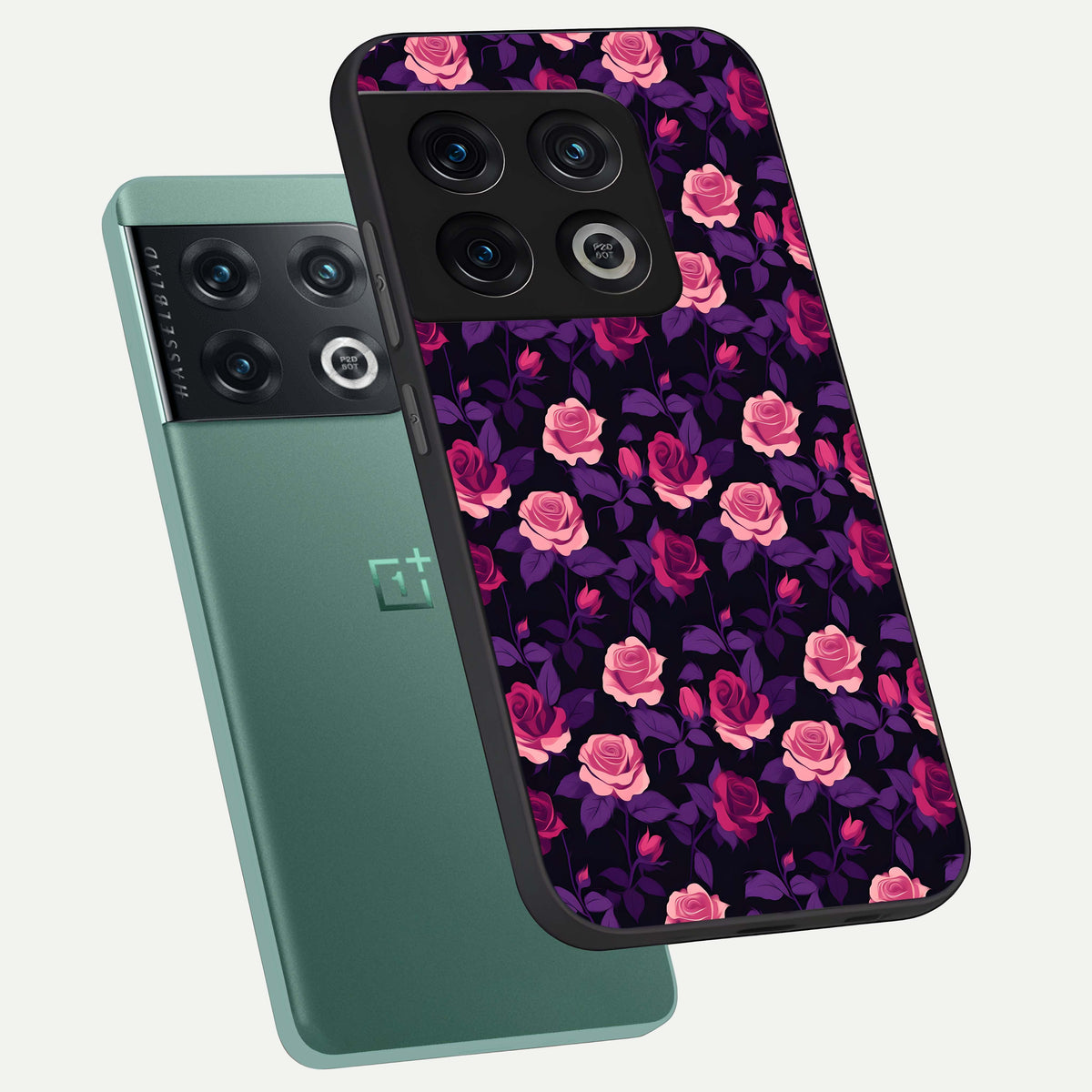  Rose Garden Twilight phone case For OnePlus 10 Pro showing premium glass back cover with detailed artwork