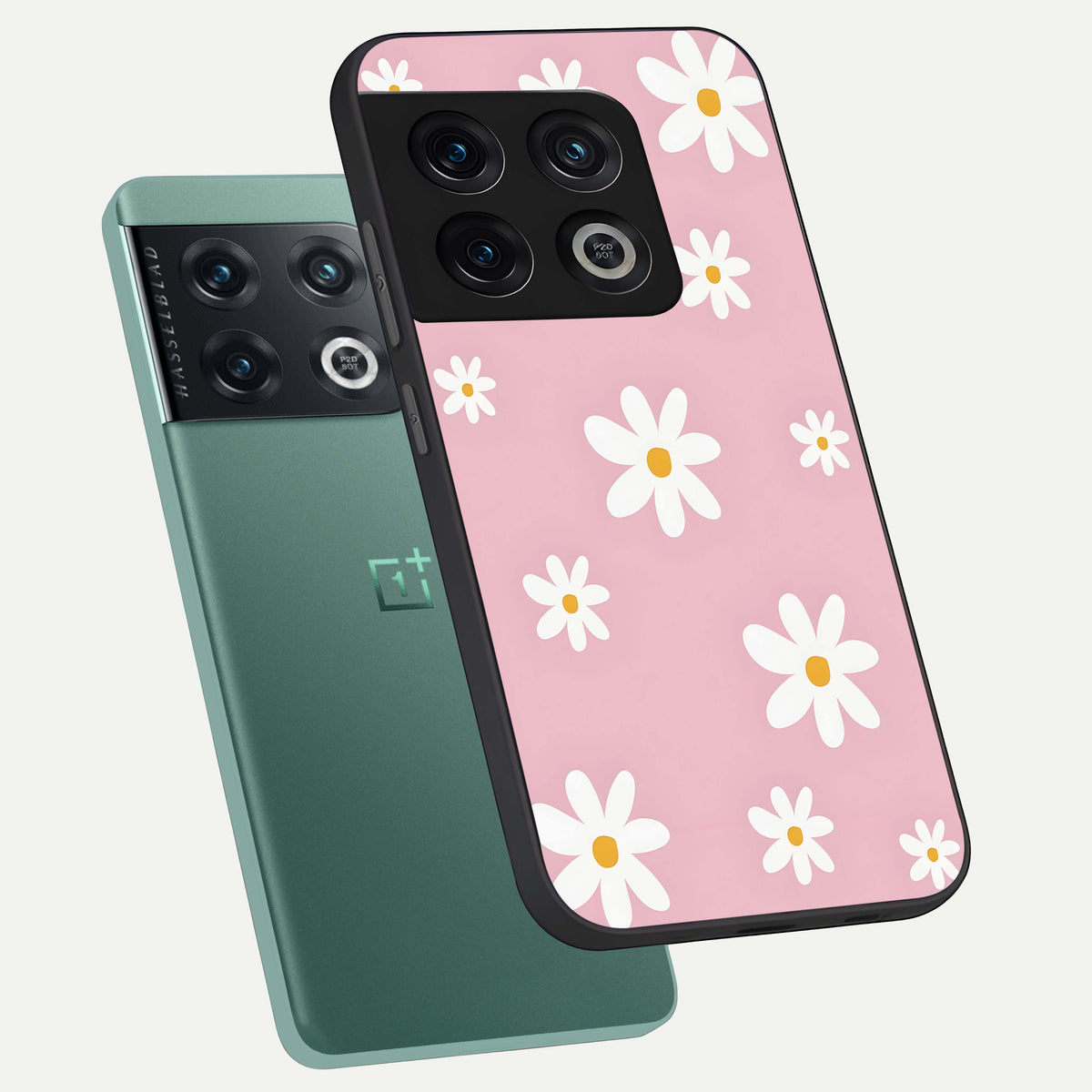  Soft Daisy Bliss phone case For OnePlus 10 Pro showing premium glass back cover with detailed artwork