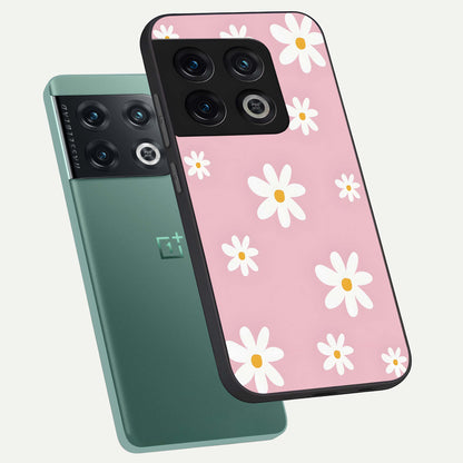  Soft Daisy Bliss phone case For OnePlus 10 Pro showing premium glass back cover with detailed artwork