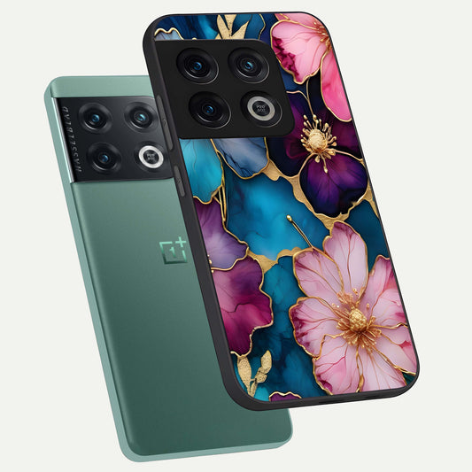  Sparkle Floral phone case For OnePlus 10 Pro showing premium glass back cover with detailed artwork