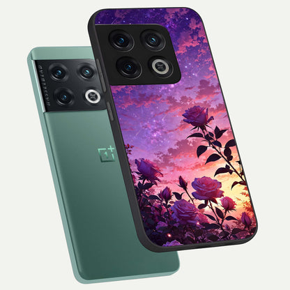  Starlit Rose Twilight phone case For OnePlus 10 Pro showing premium glass back cover with detailed artwork