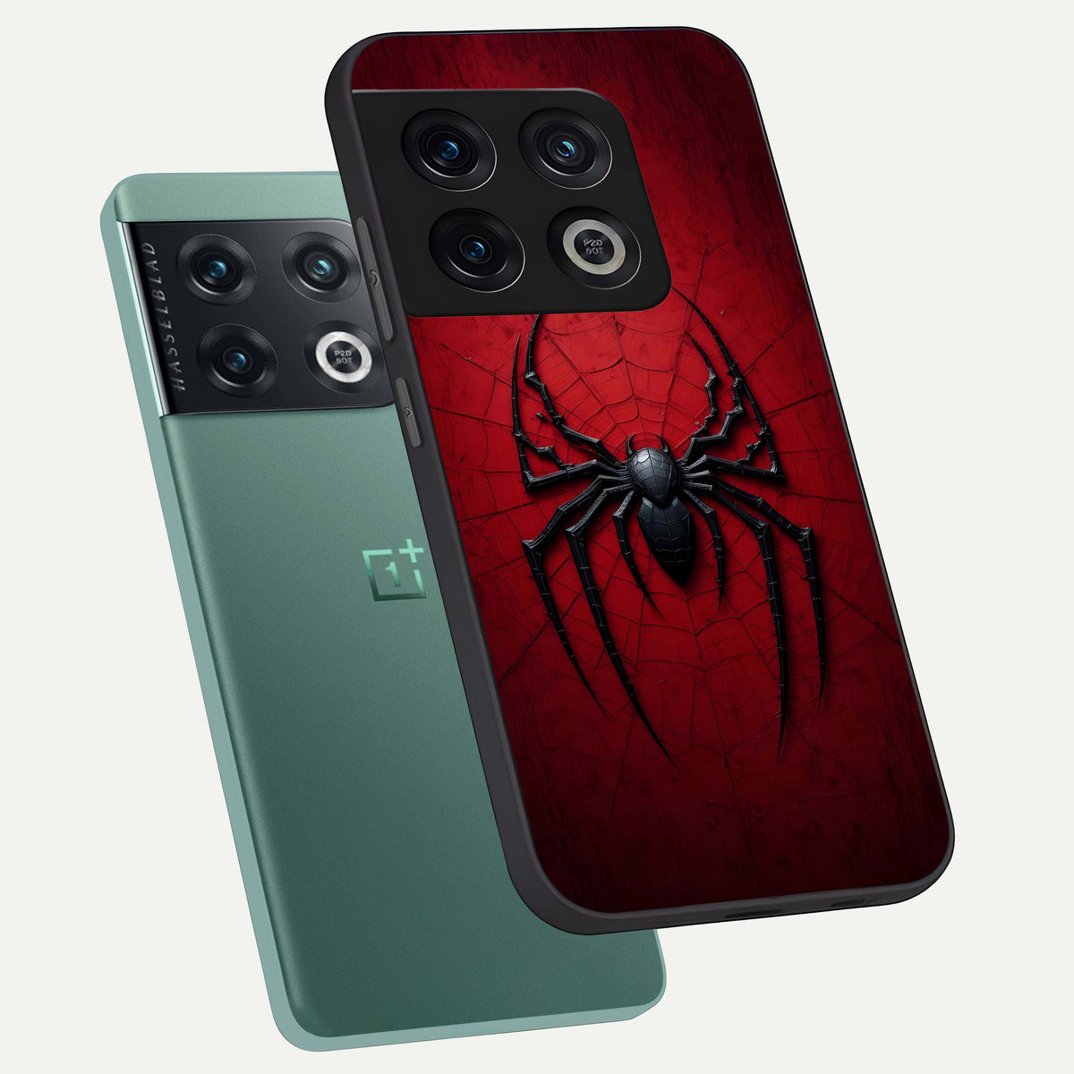  Superhero Web Emblem phone case For OnePlus 10 Pro showing premium glass back cover with detailed artwork