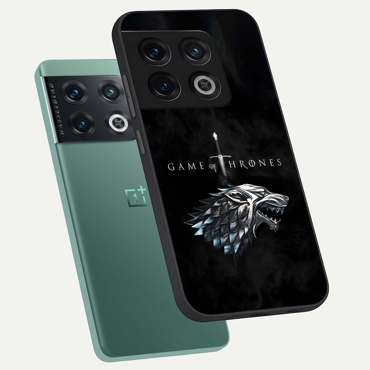  Throne Wolf Legacy phone case For OnePlus 10 Pro showing premium glass back cover with detailed artwork