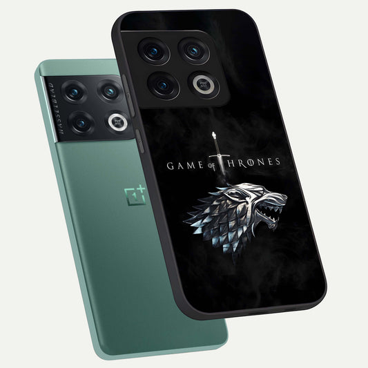  Throne Wolf Legacy phone case For OnePlus 10 Pro showing premium glass back cover with detailed artwork